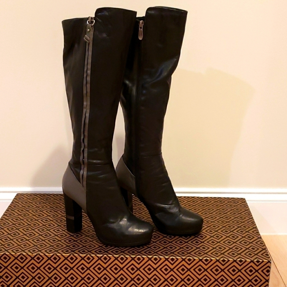 Carlabel black leather boots
